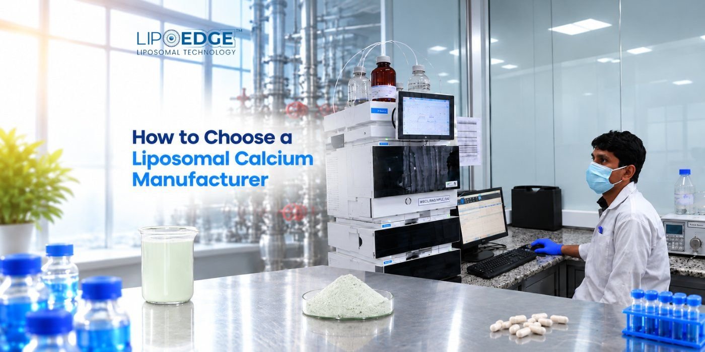 How to Choose a Liposomal Calcium Manufacturer for Your Supplement Brand 1 - LipoEdge Liposomal calcium manufacturing and formulation in a pharmaceutical laboratory